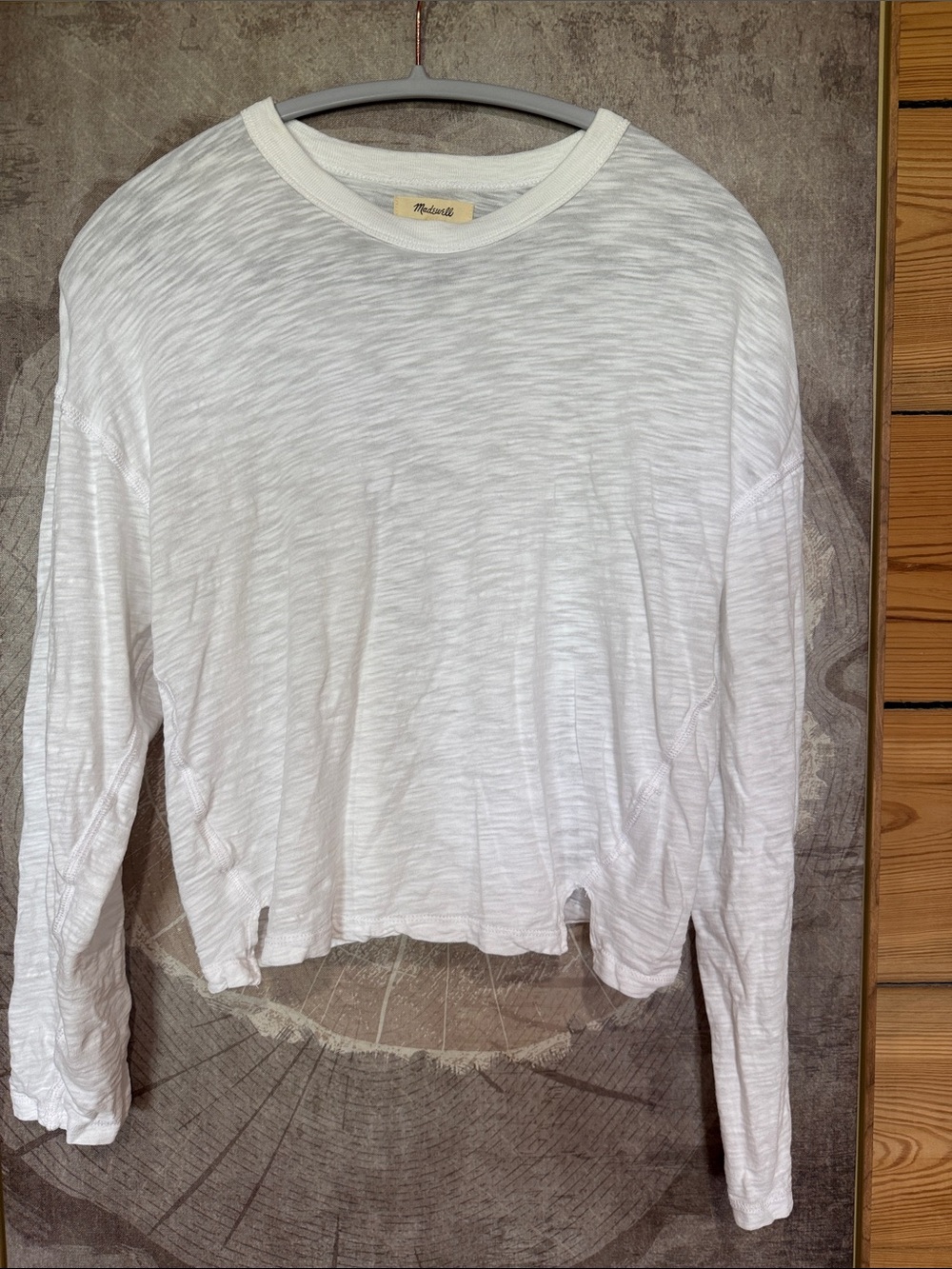 Madewell White Lightweight Slub Long Sleeve Tee